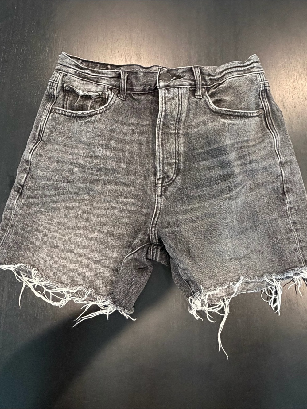 American Eagle Outfitters Black Washed Distressed Denim Shorts